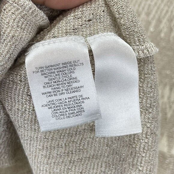 Jones New York Cardigan Sweater Sz PS Taupe Metallic Long Sleeve Top Tie Front - Picture 13 of 16